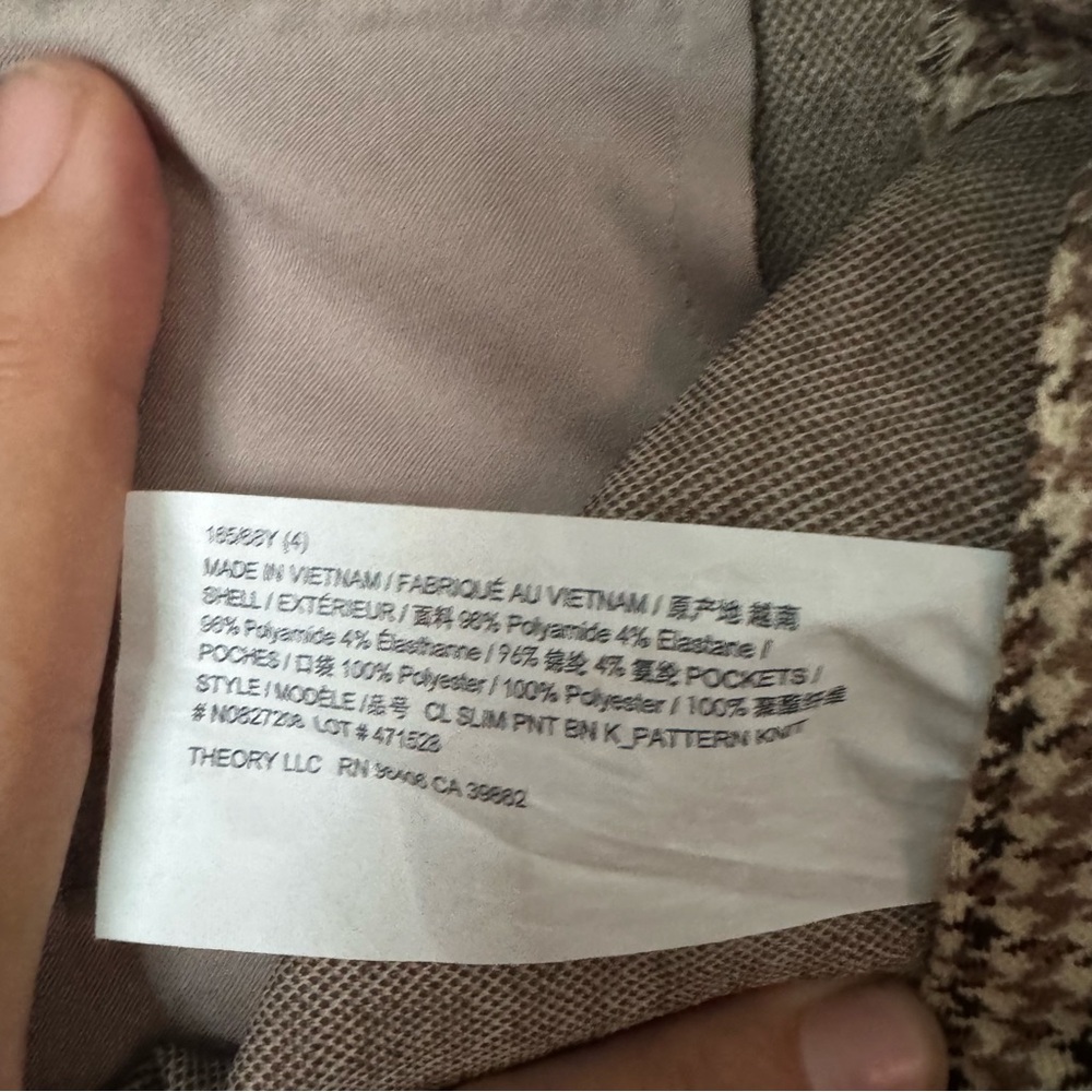 Theory Slim Knit Pants Houndstooth‎ Women’s Size 2 Cropped Ankle MSRP $295 - Picture 4 of 5